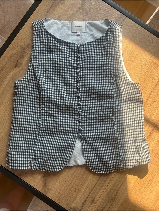 Reformation Tops - Reformation Addison Black & White Gingham Button-Front Sleeveless Top